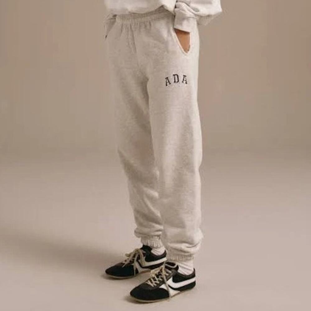 Adanola Ada Sweatpants S Light Grey Embroidered Logo Joggers Lounge Athleisure